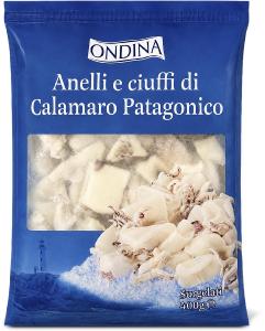 Anelli e ciuffi di calamaro patagonico surgelati