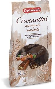 Croccantini ricoperti di cioccolato al latte e fondente con mandorle e nocciole