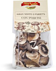 Gran misto di funghi secchi 5 varietà con porcini