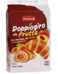 Croissant doppiogiro alla frutta con farcitura alla pesca e albicocca