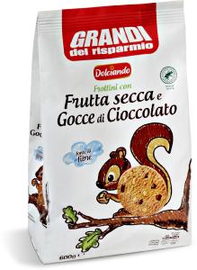 Biscotti frollini con frutta secca e gocce di cioccolato