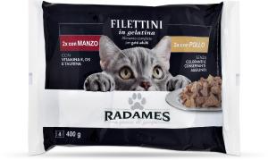 Filettini in gelatina con manzo/con pollo per gatti