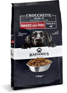Crocchette ricche di manzo con riso per cani taglia S