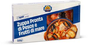 Zuppa pronta di pesce e frutti di mare surgelata
