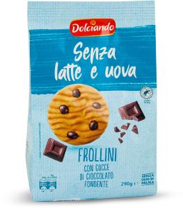 Biscotti frollini con gocce di cioccolato fondente senza latte e uova