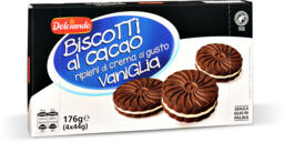 Biscotti al cacao ripieni di crema al gusto vaniglia