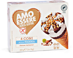 Coni gelato alla panna senza glutine 4 pezzi