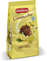 Praline di cioccolato extra fondente con ripieno al limoncello