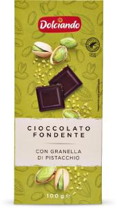 Cioccolato fondente con granella di pistacchio