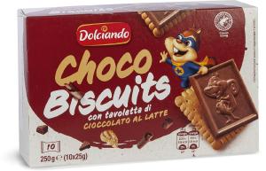 Biscotti snack con tavoletta di cioccolato al latte